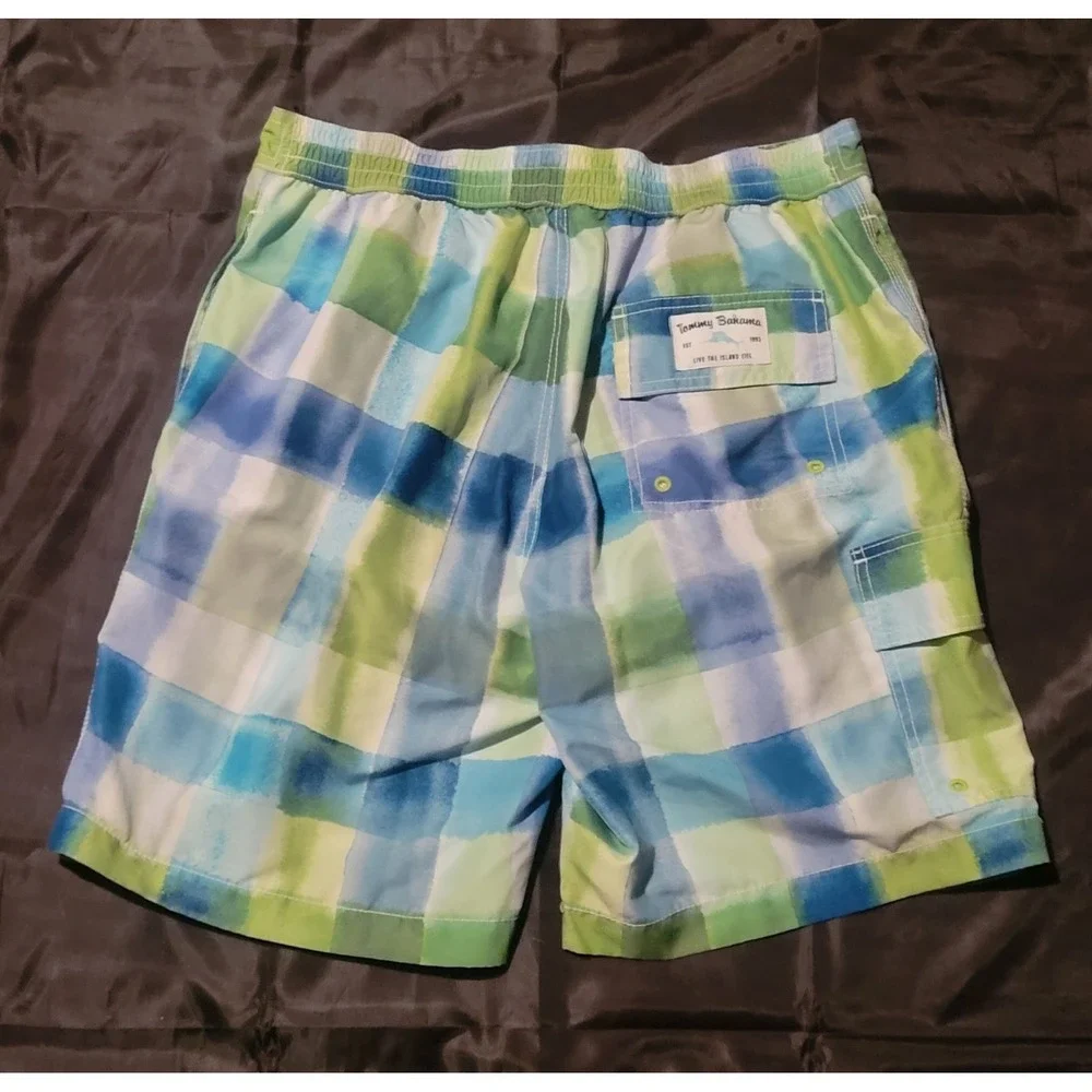 Tommy Bahama Swim Trunk Mens Medium‎ Mesh Liner Beach Swimming Board Short Check